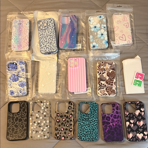 Other - 15 iPhone 14 Pro Assorted Patterned Phone Cases and 1 screen protector